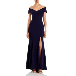 Brand new 😀 AQUA Off-the-Shoulder Gown - 100% Exclusive Navy 👏