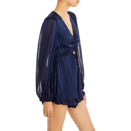 Top 10 🔔 AQUA Metallic Stripe Romper - 100% Exclusive Navy ⌛ - Image 5