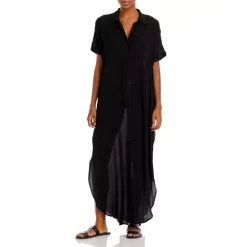 Hot Sale ✔️ AQUA Button Front Maxi Swim Cover-Up White 👏