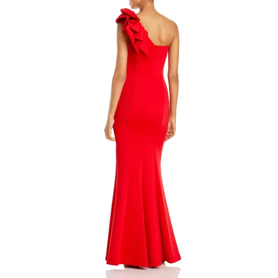 Best deal 💯 AQUA One-Shoulder Scuba Gown - 100% Exclusive Red 🔔 - Image 3