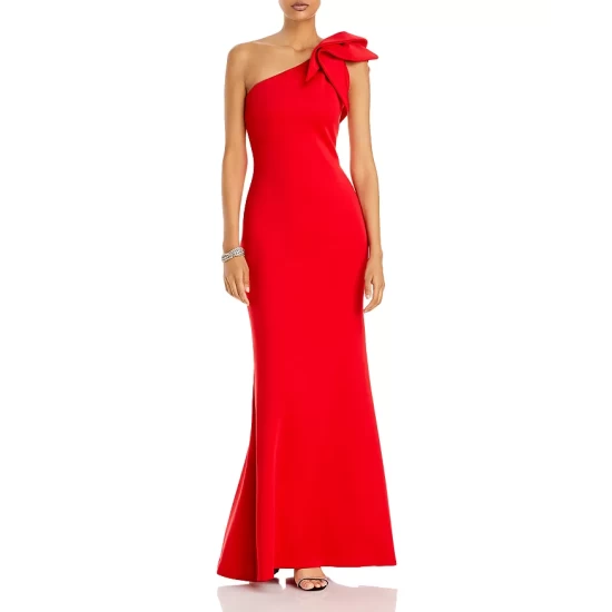 Best deal 💯 AQUA One-Shoulder Scuba Gown - 100% Exclusive Red 🔔 - Image 4