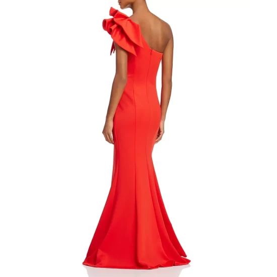 Best deal 💯 AQUA One-Shoulder Scuba Gown - 100% Exclusive Red 🔔 - Image 5