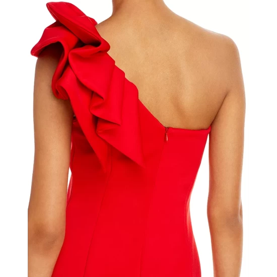 Best deal 💯 AQUA One-Shoulder Scuba Gown - 100% Exclusive Red 🔔 - Image 7