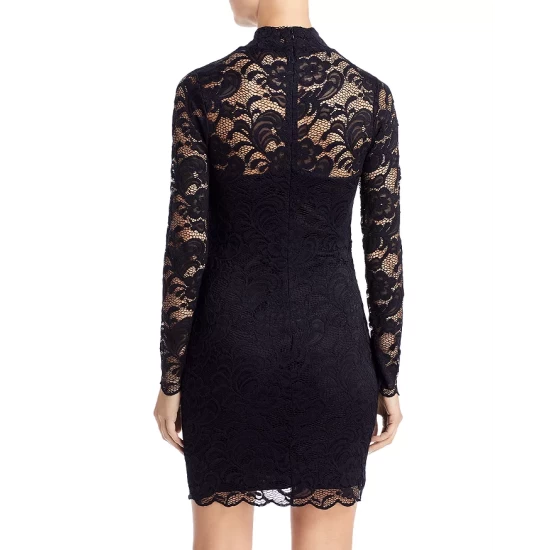 Buy 🤩 AQUA Lace Mock Neck 👗 Dress - 100% Exclusive Black 😉 - Image 3
