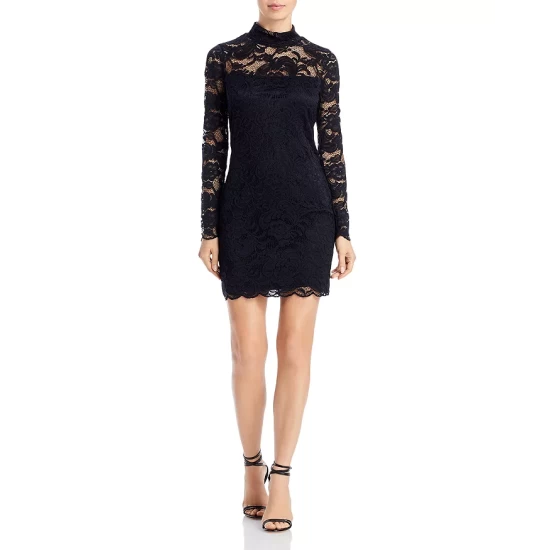 Buy 🤩 AQUA Lace Mock Neck 👗 Dress - 100% Exclusive Black 😉 - Image 5