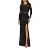 New 👏 AQUA Mesh Inset Geo Glitter Gown - 100% Exclusive Black/gunmetal 🔔