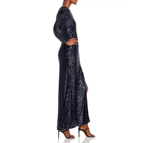 Deals ⭐ AQUA Sequin Twist Front Long Sleeve Gown - 100% Exclusive Navy 🥰 - Image 5