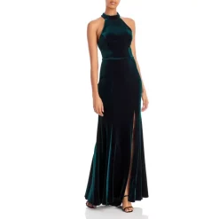Wholesale 🔔 AQUA Velvet Halter Gown - 100% Exclusive Hunter ⭐