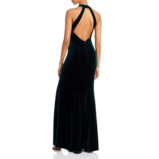 Wholesale 🔔 AQUA Velvet Halter Gown - 100% Exclusive Hunter ⭐ - Image 2