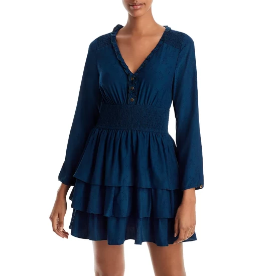 Wholesale ๐ AQUA Tonal Floral Print Tiered Mini ๐ Dress - 100% Exclusive Teal ๐คฉ