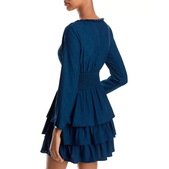 Wholesale ๐ AQUA Tonal Floral Print Tiered Mini ๐ Dress - 100% Exclusive Teal ๐คฉ - Image 3