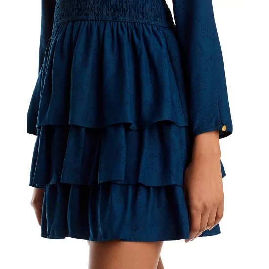 Wholesale ๐ AQUA Tonal Floral Print Tiered Mini ๐ Dress - 100% Exclusive Teal ๐คฉ - Image 7