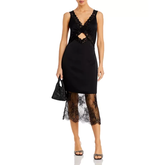 Flash Sale 🔥 AQUA Lace Trim Midi 👗 Dress - 100% Exclusive Black 😍 - Image 2