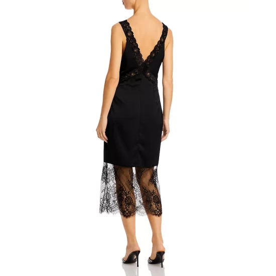 Flash Sale 🔥 AQUA Lace Trim Midi 👗 Dress - 100% Exclusive Black 😍 - Image 3