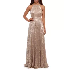 Best deal ✨ AQUA Foil Knit Halter Gown - 100% Exclusive White/pink/gold 😉
