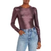 Cheap 😀 AQUA Ruched Long Sleeve Shine Top - 100% Exclusive Rose/black 🔔