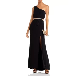 Best deal 😍 AQUA One Shoulder Cutout Waist Gown - 100% Exclusive Black ✔️