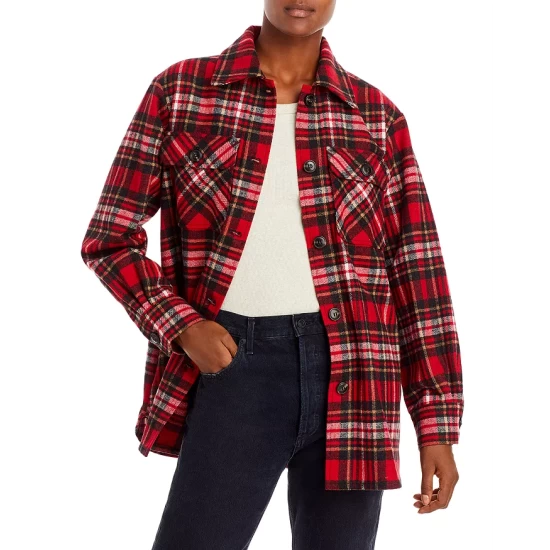 Hot Sale ๐ AQUA Plaid Button Front Jacket - 100% Exclusive Red Tartan โญ