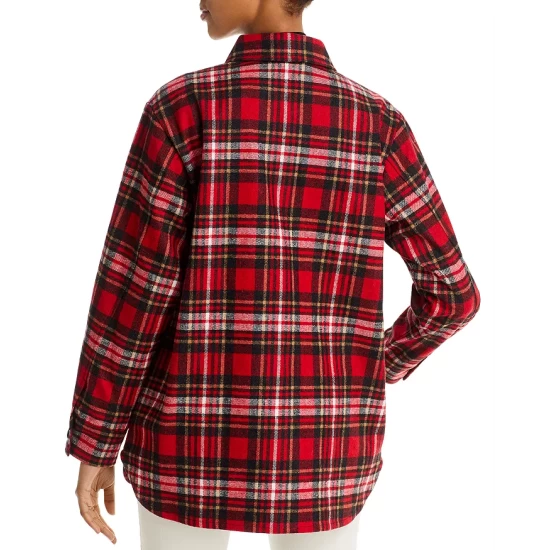 Hot Sale ๐ AQUA Plaid Button Front Jacket - 100% Exclusive Red Tartan โญ - Image 2