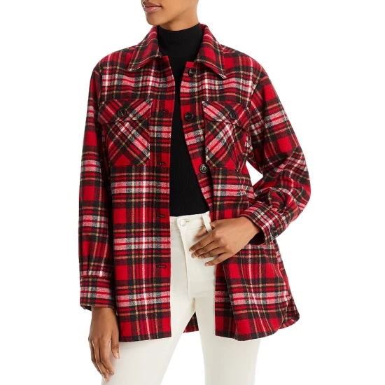 Hot Sale ๐ AQUA Plaid Button Front Jacket - 100% Exclusive Red Tartan โญ - Image 3