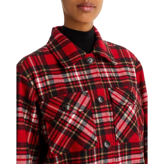 Hot Sale ๐ AQUA Plaid Button Front Jacket - 100% Exclusive Red Tartan โญ - Image 4