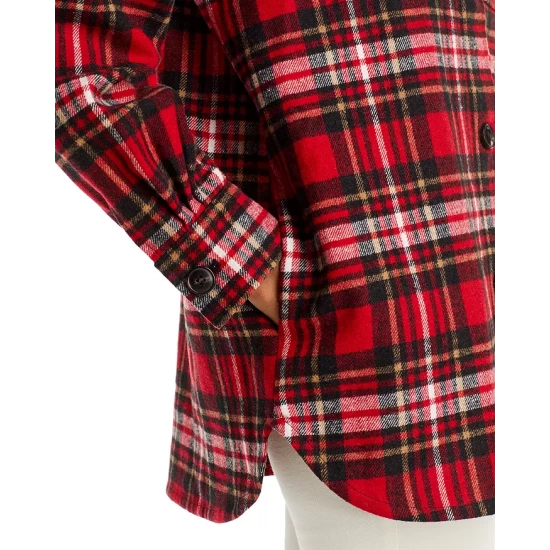 Hot Sale ๐ AQUA Plaid Button Front Jacket - 100% Exclusive Red Tartan โญ - Image 6