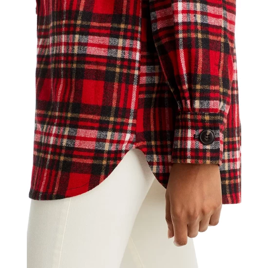 Hot Sale ๐ AQUA Plaid Button Front Jacket - 100% Exclusive Red Tartan โญ - Image 7