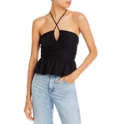 Promo โ AQUA Peplum Halter Top - 100% Exclusive Black ๐
