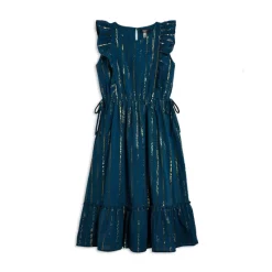 Best deal ❤️ AQUA 👧 Girls' Metallic Stripe Midi 👗 Dress, Big Kid - 100% Exclusive Galactic Teal 🔥