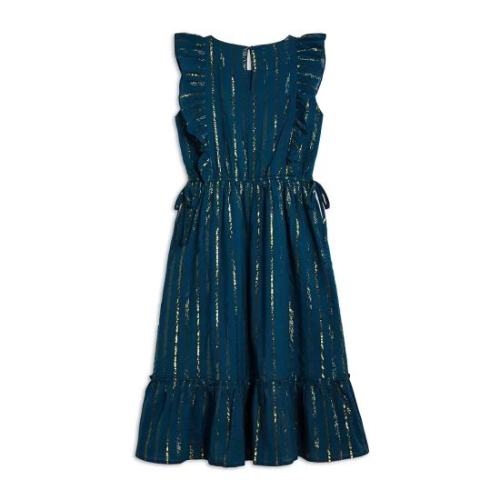 Best deal β€οΈ AQUA π§ Girls' Metallic Stripe Midi π Dress, Big Kid - 100% Exclusive Galactic Teal π₯ - Image 2