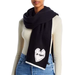 Outlet 🔥 AQUA Embroidered Heart Scarf - 100% Exclusive Black/white 🥰