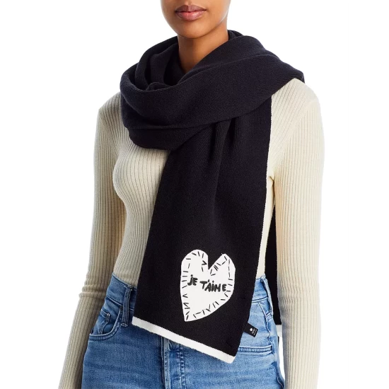 Outlet 🔥 AQUA Embroidered Heart Scarf - 100% Exclusive Black/white 🥰