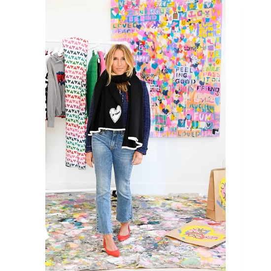 Outlet 🔥 AQUA Embroidered Heart Scarf - 100% Exclusive Black/white 🥰 - Image 3