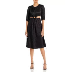 New 🌟 AQUA Cutout O Ring Midriff 👗 Dress - 100% Exclusive Black ✨