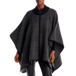 Deals 🔥 AQUA Ruana Knitted Zippered Poncho - 100% Exclusive Gray ⌛