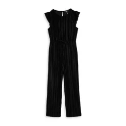 Flash Sale ๐ AQUA ๐ง Girls' Pleated Velvet Jumpsuit - Little Kid, Big Kid Black ๐งจ