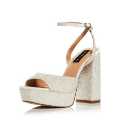 Outlet ✨ AQUA 👩 Women's Leslp Ankle Strap Platform High Heel 🩴 Sandals - 100% Exclusive Pearl ⌛