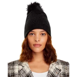Promo 🔔 AQUA Faux Fur Pom Pom Hat - 100% Exclusive Black 🤩