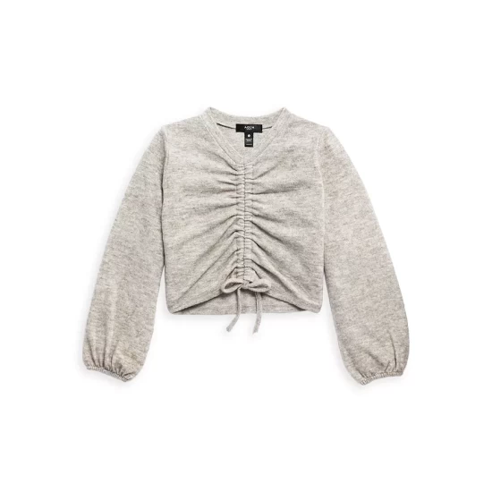 Brand new โ AQUA ๐ง Girls' Ruched Front Long Sleeve Top, Big Kid - 100% Exclusive Heather Gray ๐