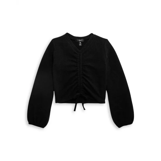 Brand new โ AQUA ๐ง Girls' Ruched Front Long Sleeve Top, Big Kid - 100% Exclusive Heather Gray ๐ - Image 3