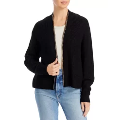 Budget π AQUA Chain Detail Cardigan Sweater - 100% Exclusive Black π