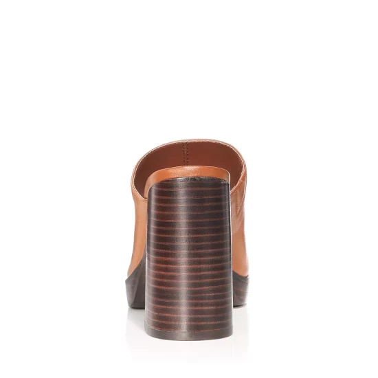 New ๐ AQUA ๐ฉ Women's Moda Square Toe High Heel Mules - 100% Exclusive Cognac Leather โค๏ธ - Image 4