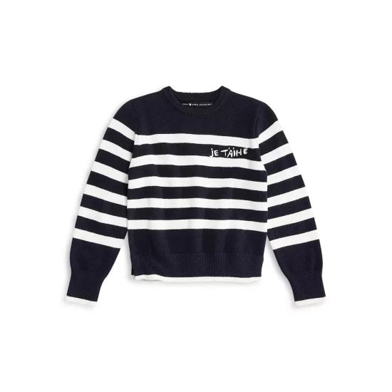 Flash Sale ๐งจ AQUA ๐ง Girls' Basic With A Twist Striped Sweater, Big Kid - 100% Exclusive Navy/white ๐