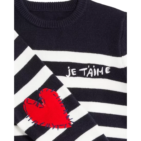 Flash Sale ๐งจ AQUA ๐ง Girls' Basic With A Twist Striped Sweater, Big Kid - 100% Exclusive Navy/white ๐ - Image 4