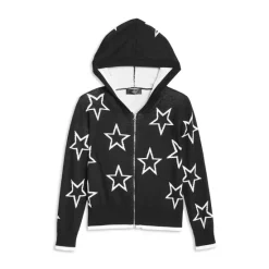 Deals 🛒 AQUA 👧 Girls' Star Zip Hoodie, Big Kid - 100% Exclusive Black White ⌛