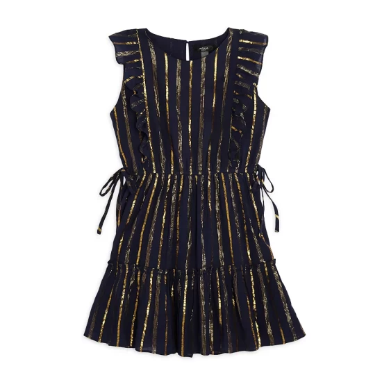 Top 10 π€© AQUA π§ Girls' Lurex Stripe π Dress - Big Kid Navy π₯°