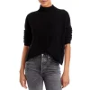 Best Sale ⌛ AQUA Rolled Edge Mock Neck Cashmere Sweater - 100% Exclusive Black 👍