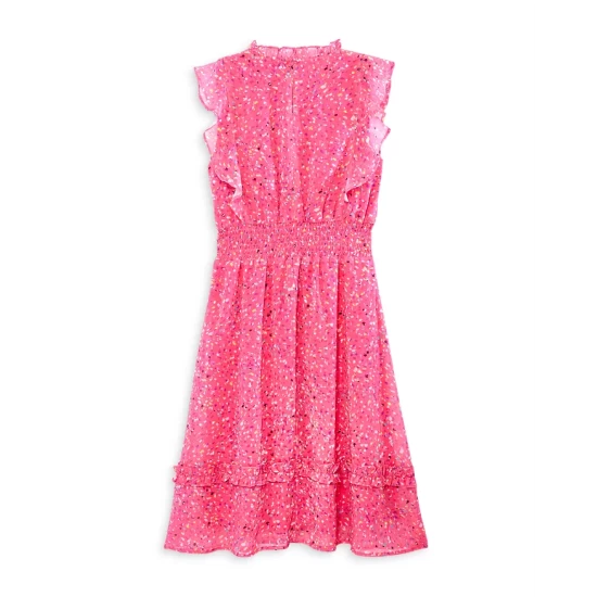 Brand new ๐คฉ AQUA ๐ง Girls' Flutter Speckle Print Midi ๐ Dress, Big Kid - 100% Exclusive Pink โ - Image 2