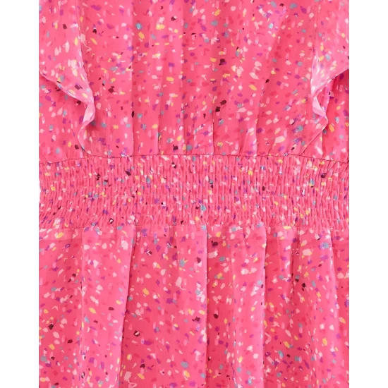 Brand new ๐คฉ AQUA ๐ง Girls' Flutter Speckle Print Midi ๐ Dress, Big Kid - 100% Exclusive Pink โ - Image 3