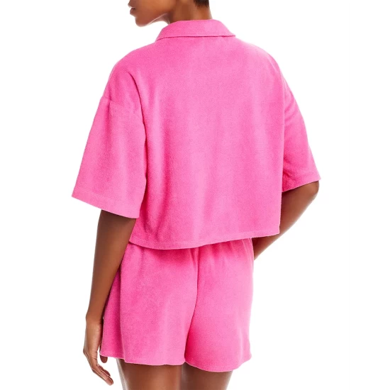 Deals 🛒 AQUA Cropped Terrycloth 👚 Shirt - 100% Exclusive White 👍 - Image 2